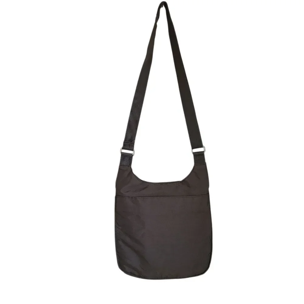 baggallini crossbody travel purse lightweight 3 zipper front dark grey bag